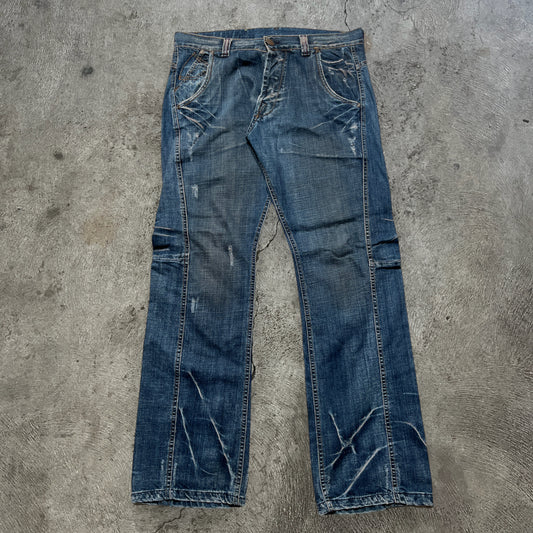 Y2K Napalm Flare Blue Jeans Size 36x33.5