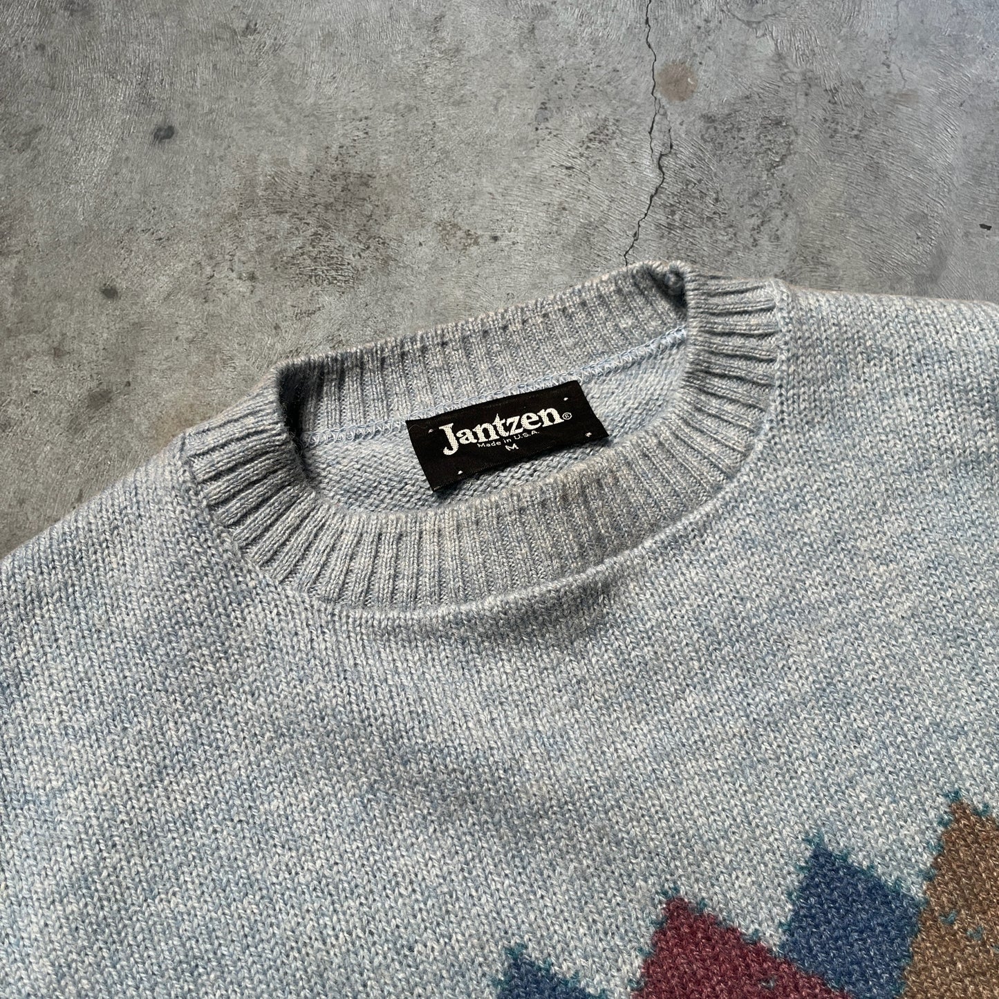 80s Wool Knit Sweater Blue Size Medium