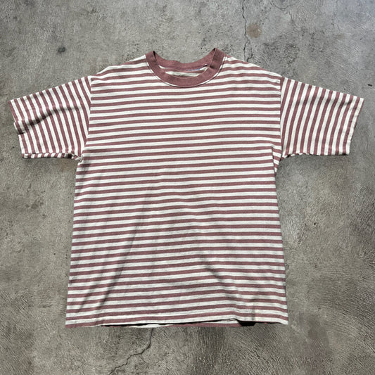 90s Striped Tee Maroon Size Medium