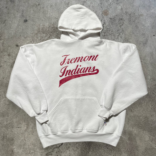 90s Fremont Indians Russell Hooded Sweatshirt White Size Large