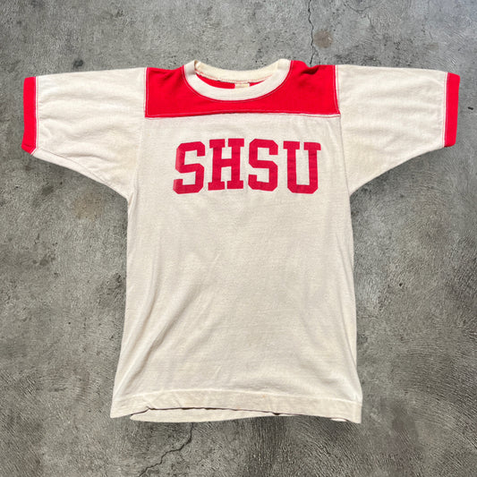 70s SHSU Ringer Tee White/Red Size Small