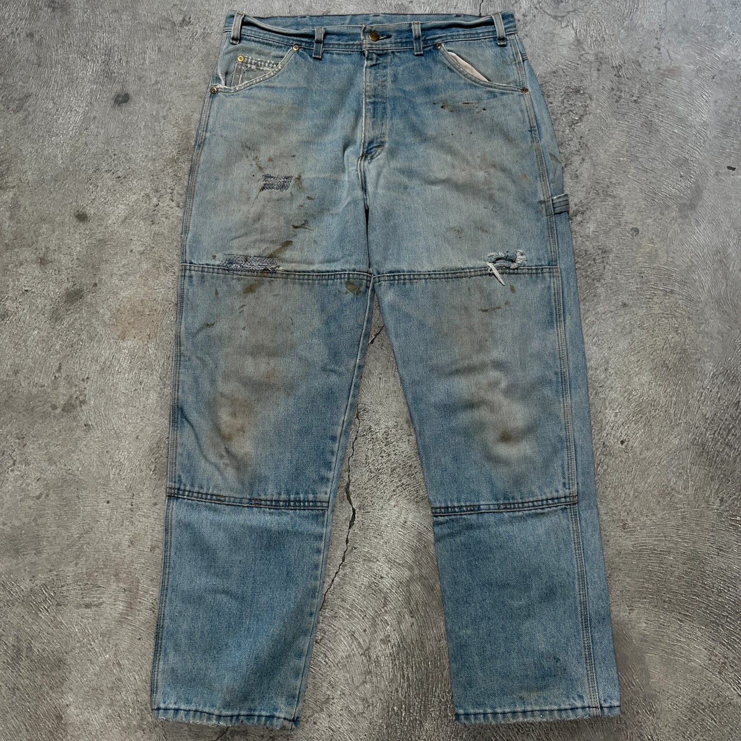 90s Denim Double Knee Pants Distressed Size 36x30