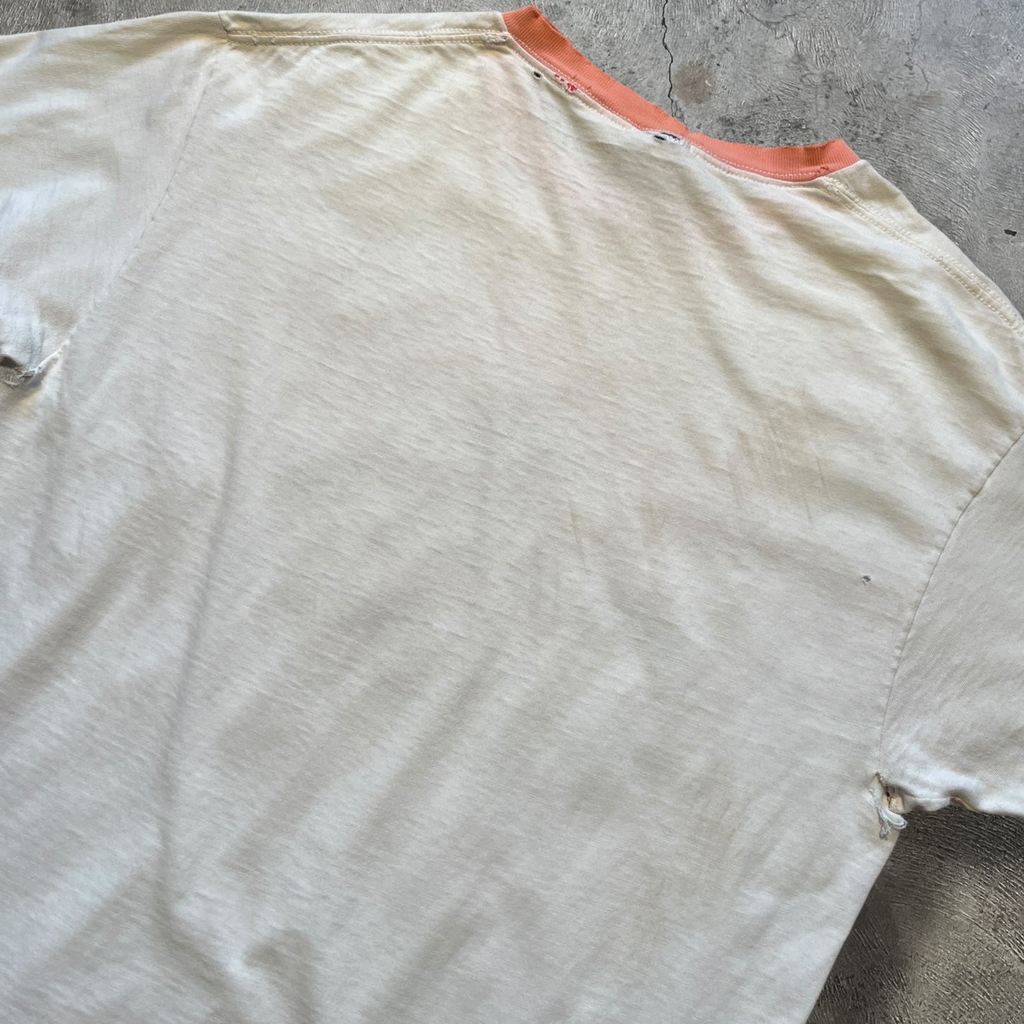 1987 Nike Running Ringer Tee White/Salmon Size Large